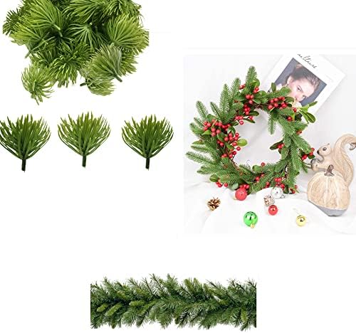 60 PCs Christmas Artificial Pine Branches, 2,36 x2,36 polegadas Artificial Christmas Green Plants Pine Afles