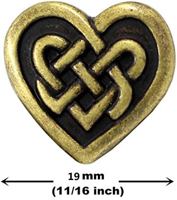 Monombelry 12 peças Celtic Heart Love Knot Metal Hashank Botões. 19mm