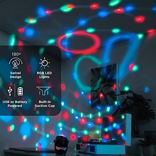 Merkury Innovations Sond Ativated Party Lights - Modos de iluminação com vários LED + controle de velocidade rotativa, luzes para tiktok, iluminação de DJ, bola de discoteca RGB, luz estroboscópica para festas de dança