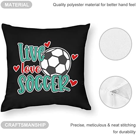 Capas de travesseiros de futebol de amor ao vivo com protetor de almofadas de travesseiro quadrado com zíper