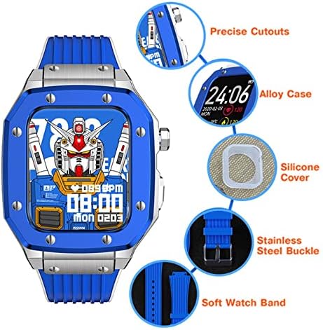 Bholsa para Apple Watch Band Série 7 45mm Man Lhloy Watch Case de 44 mm 42mm Metal Luxury Metal Rubber Stainless