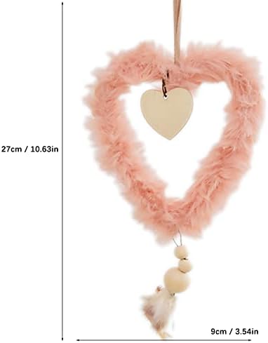 Garland com miçanga de vidro Garota rosa coração Pluxh Star Love Decoração Pequena pingente decoração