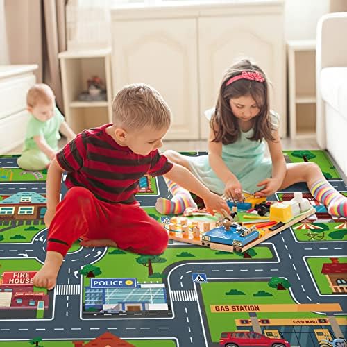 Ltkougfam Kids Carpet Playmat, crianças jogam tapete para sala de jogos, tapete infantil de carros, garotos tocam