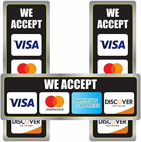Aceitamos adesivos de cartão de crédito - 9 x 3 de decalques de vinil de acabamento fosco de 9 x 3
