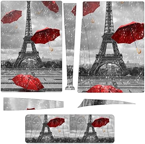 Eiffel Tower and Umbrella Protective Skin Cover Design Wrap Decals Sticker compatível com o console