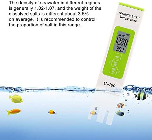 FDIT 5 em salinidade/temperatura/TDS/TDS/TDs Digital Testador de qualidade da água do mar digital EC para piscinas, aquários e água salgada