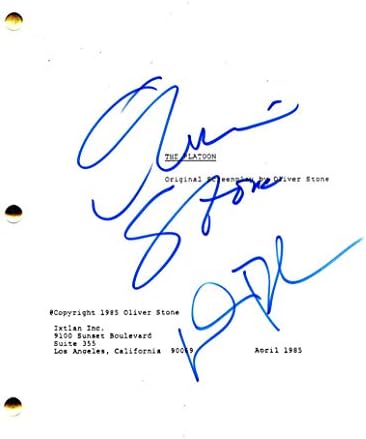 Willem Dafoe e Oliver Stone Cast Autograph - Script de filme completo de Pelotão - Charlie Sheen, Kevin Dillon,