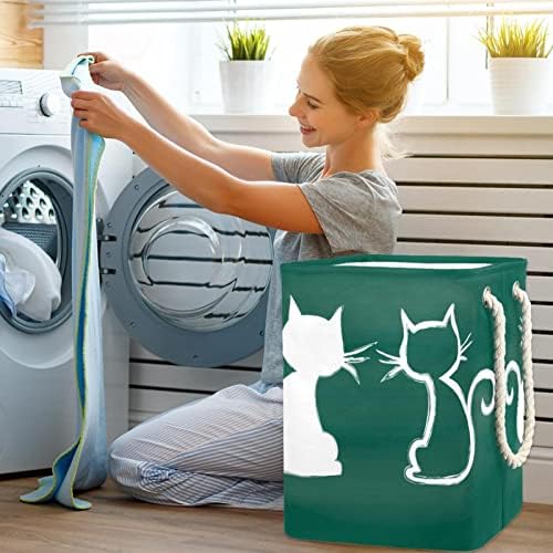 Cesta de lavanderia com alças cesto de lavanderia dobrável à prova d'água para caixas de armazenamento Crianças de casas de casas de gatos, 19.3x11.8x15.9 em