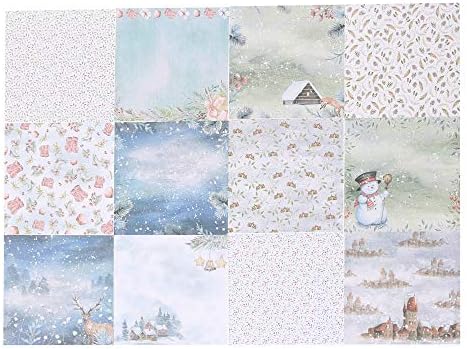 Coleção de scrapbook de Natal de Yarumi, Papéis com tema de neve com tema de inverno Pad 6 × 6 polegadas, cartol de papel decorativo bloco de fundo lençóis artesanais Páginas de pano de fundo para fotos de fotos de fotos-24 folhas