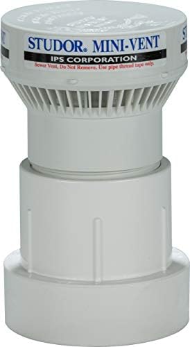 Studor 20341 Válvula de admissão de ar mini-ventilador com adaptador de PVC, conexão de 1-1/2- ou 2 polegadas
