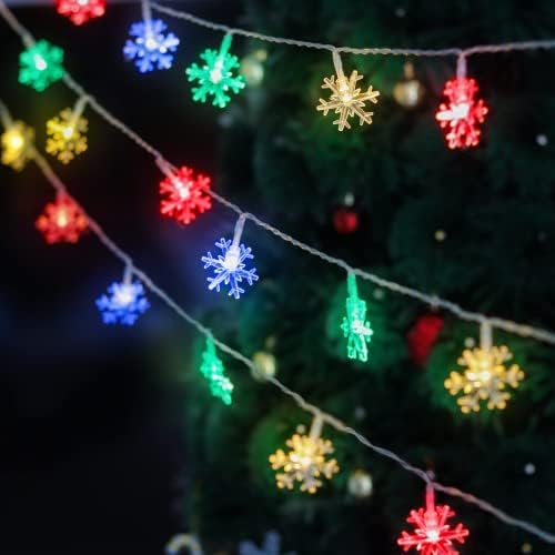 Luzes de cordas de Natal, 19,6 pés 40 Luzes de cordas LED, bateria operada por bateria à prova d'água, brilho