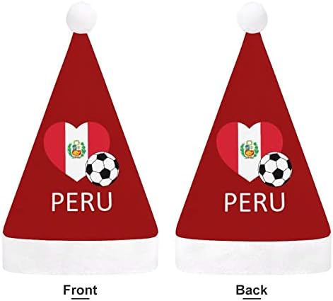 Love Peru futebol futebol luxuoso chapéu de natal travessura e bonitos chapéus de Papai Noel com borda de pelúcia e decoração de natal de conforto