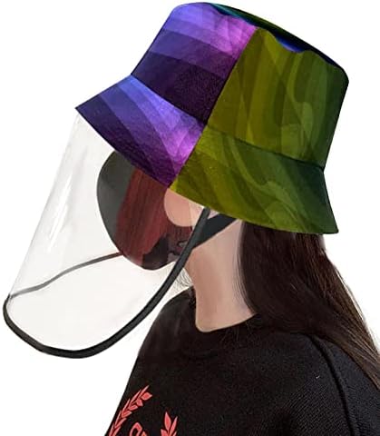 Chapéu de proteção para adultos com escudo facial, chapéu de pescador anti -sun tap, arte colorida de padrões