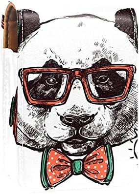 Caixa de batom de maquiagem portátil para viajar, cool panda ouvindo música de armazenamento de