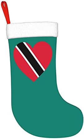 CutedWarf Love Trinidad e Tobago Flag Christmas Meking Decoration Classic Classic 18 polegadas Lareira Hanging Sock