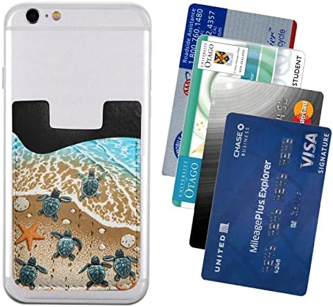 Tartarugas na praia Phone Holder PU Coloque de couro Caso Case Bolsa 3M Mangas adesivas para todos os smartphones