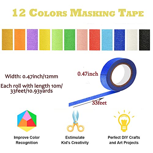 Fita adesiva de 2 polegadas de largura, 5 cores Rolls pintores Tape Art Craft Tape Diy para crianças Professores