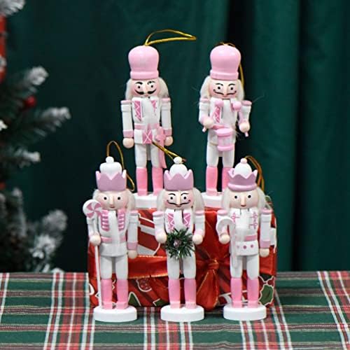 Didiseaon 5pcs natal quebra -nozes figura de madeira rosa -quebra -nozes soldado de natal quebra -nozes Figura de noz de madeira brinquedo de batata