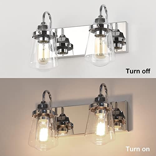 Aipsun Chrome Vanity Light for Banheiro 2 Luzes Fazenda Luzes de Banheiro Luzes sobre o espelho