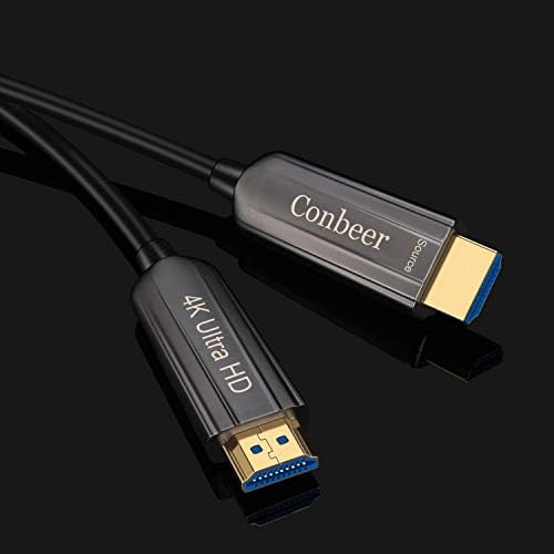Cabo HDMI de fibra óptica, Conbeer 4K de alta velocidade 18Gbs 60Hz 4: 4: 4 HDMI 2.0 Cabo de áudio AOC para instalação na parede-20m/65ft
