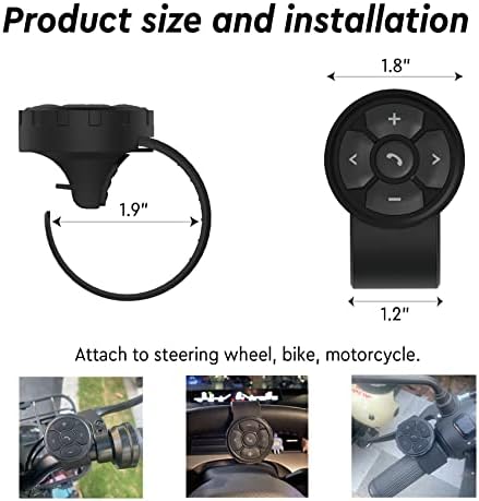 Media Button Wheel Controle remoto para bicicleta de bicicleta de bicicleta barco de moto IPX6 Compatível à prova d'água compatível para iPhone Samsung Galaxy qualquer dispositivo Android