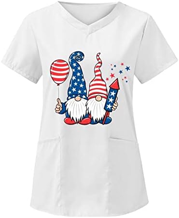 4 de julho Camisas para Women USA FLAND SMESM SMANDO CORREDOR DE MANAGEM CUMO DE PESCO