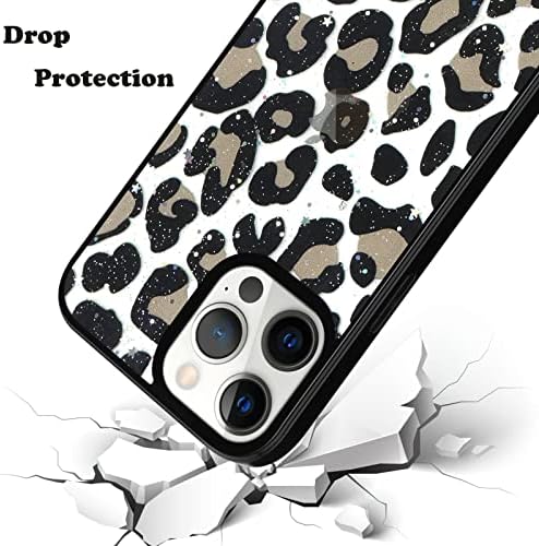 Lafunda Compatível com o iPhone 12 Pro Max Case, capa de para -choque de leopardo de bling para mulheres brilhantes