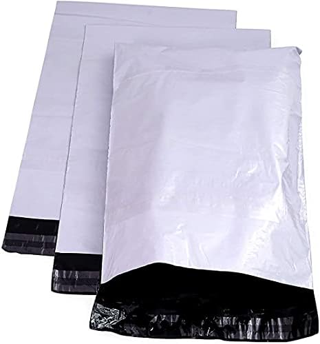 Poly Mailers brancos 2,25mil Envelopes de remessa premium malailer sacolas de correspondência selada com tira automática de sacos postais à prova d'água e à prova de lágrimas 100pcs