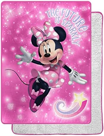 Northwest Minnie Mouse Minnie Sparkles Oversized Silk Touch Sherpa Throw Blanket, 60 x 80