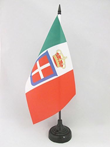 AZ Flag Kingdom da Itália Bandeira da mesa da coroa 5 '' x 8 '' - bandeira da mesa real italiana 21 x 14 cm -