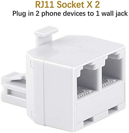 Uvital RJ11 Adaptador de jack de parede duplex dual line splitter jack de parede Plug 1 a 2 Adaptador de conversor modular para Office Home DSL Modelo do Sistema de Telefone sem fio, branco