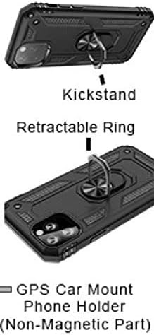 Cores duplas anel de gps magnético suporte de telefone para iphone 12 pro max - preto
