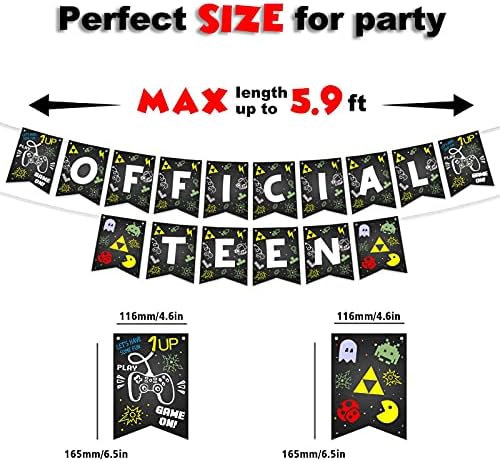 Video videogame de videogames do Banner Teen Oficial 13º Birthday Theme Gamepad Party Decor Picks para suprimentos