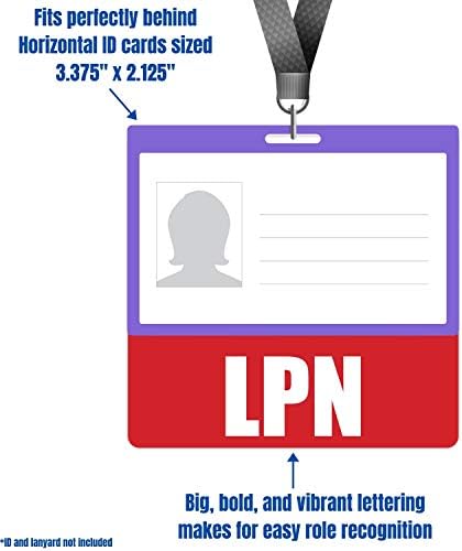 Badge de crachá LPN - tags de crachá de serviço pesado horizontal para enfermeiras práticas licenciadas - cartão