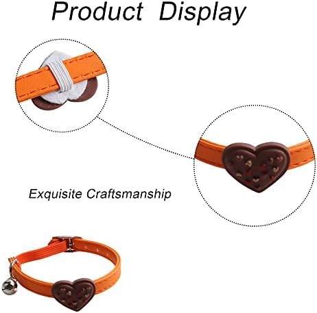 Honglinsong Cat Collar PU Leather Gatitle Collar Heart Macaron Decorative Safety Collar com Bell para tiro