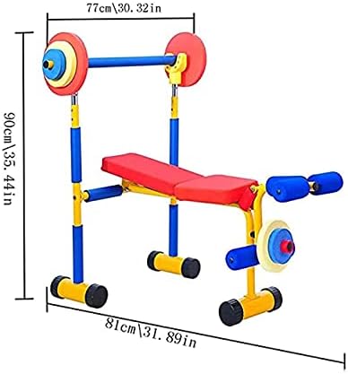 Kids Fun e Weight Bench, equipamento de fitness para crianças conjunto de peso ajustável de peso, equipamento de banco de peso de fitness interior, para exercícios iniciantes