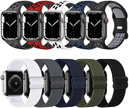 Bandas SVisVipa compatíveis com Apple Watch 49mm 45mm 44mm 42mm 41mm 40 mm 38mm Para homens, nylon trançado loop solo elástico+banda esportiva de silicone para iwatch Ultra/8/7/6/6/5/4/3/2/1/se