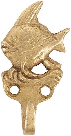 INDIANSHILL 1 GAYS GAYS | Ganchos de parede fortes | Gancho de ouro pesado | Ganchos de bronze para parede | Parede de ganchos de casaco de peixe [8,26 cm]