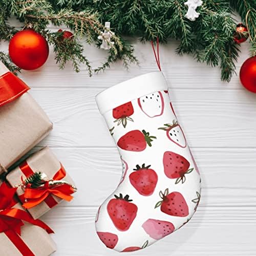 Meias de Natal de Aunstern Beautiful Strawberry Watercolor Lareira de dupla face pendurada meias