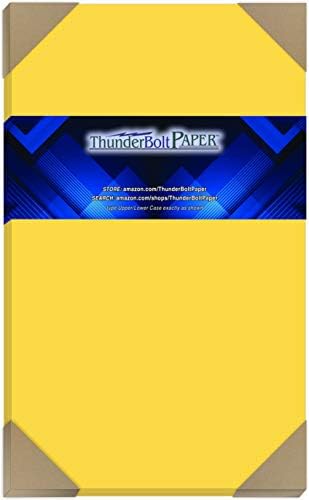150 Tampa de 65 lb de Golden Yellow Bright | Papel de Cartão - 8,5 x 14 Legal | Tamanho do menu - 65 lb/libra