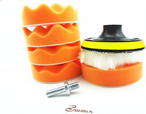Shina 8pcs 125mm 5 “Waffle Polishing Buffer Pad Kit para Polisher de carro W Adaptador-M10 Thread