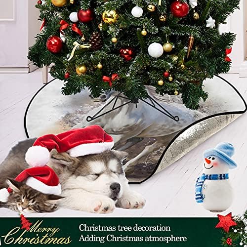 VISESUNNY Aquarela Branca Cavalo de Natal Treça da árvore do estande Protetor de piso Protetor absorvente árvore