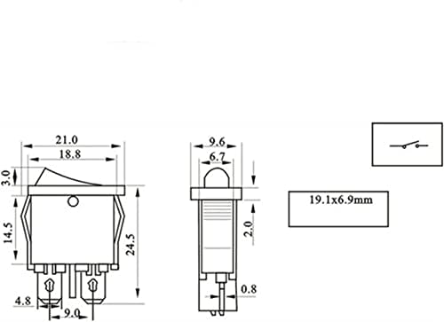 Interruptor de balanço Shubiao 5pcs kcd1-110 10x22mm preto super fino interruptor de balaocramento não/desligado 2 pinos pequenos centrais de energia do instrumento