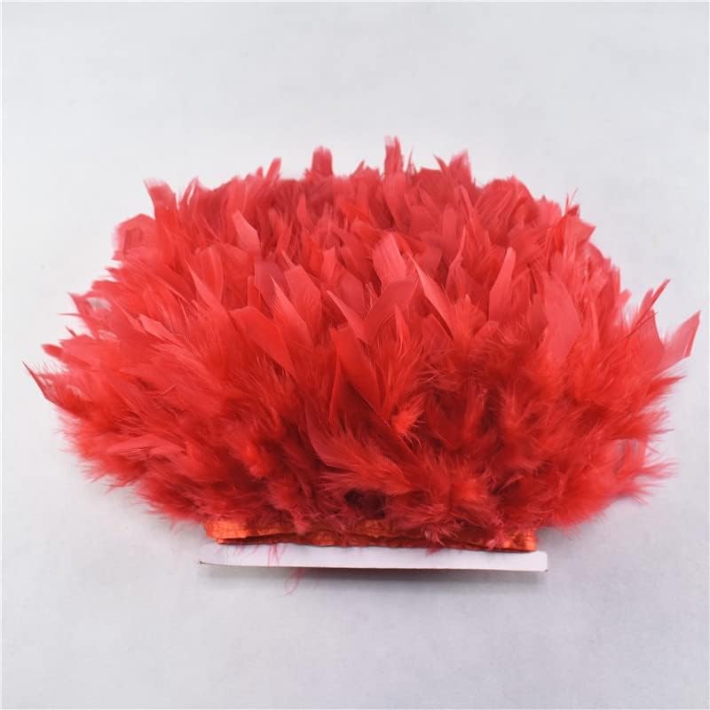 Ttndstore 10 metros de peru vermelho penas de fita Fringa de 4-6 polegadas Feathers de caia de peru aparar vestidos de saia Party-51395