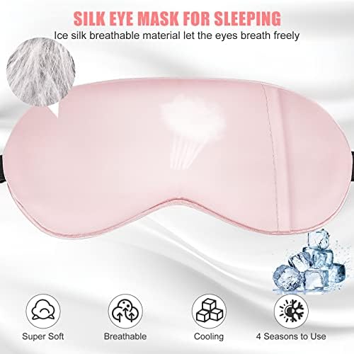 Máscaras para o olho do sono de seda Cavoilu para mulheres, resfriamento e máscara de olho aquecida para olhos