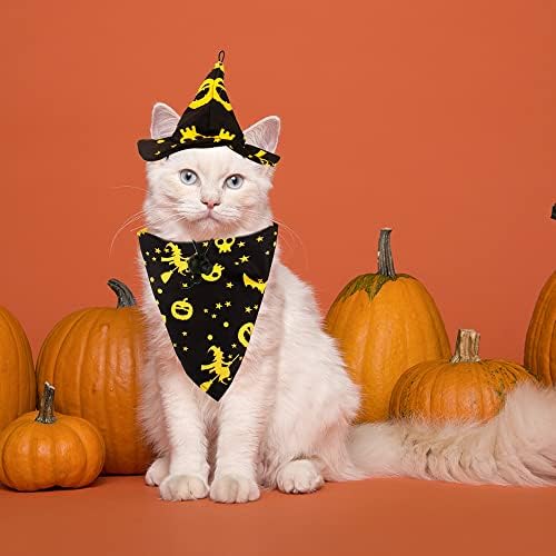 Towowl Cat Halloween Trajes 4 PCs Fantasmas de gatos Somente para gatos, Halloween Bandana Halloween Cobrista