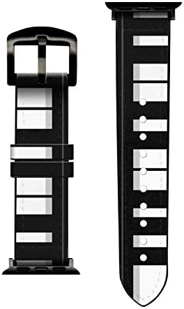 CA0567 Teclado de piano preto e branco Couro e Silicone Smart Watch Band Strap for Apple Watch Iwatch Tamanho 38mm/40mm/41mm