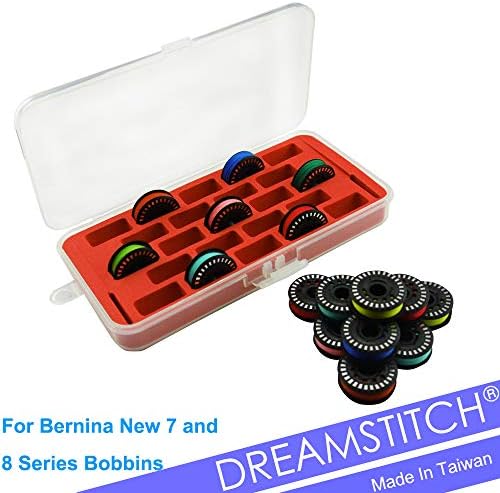 Dreamstitch Bobbin Case for Bernina New 7 e 8 Series Jumbo Bobbin Sewing Bobbin Storage Case e Saver detém 23 Bobbins