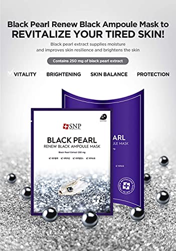 SNP - Black Pearl Renow Ampoule Korean Face Sheet Mask - Restaurando e rejuvenescedor para todos