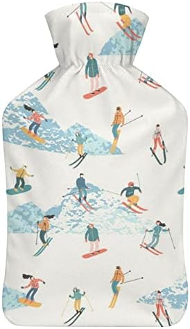 Esquiadores e snowboarders garrafa de água quente com tampa macia 1l grande saco de quente clássico para